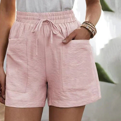 Balbina | Zomerse Linnen Shorts met Hoge Taille en Koordsluiting
