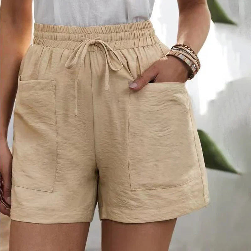 Balbina | Zomerse Linnen Shorts met Hoge Taille en Koordsluiting