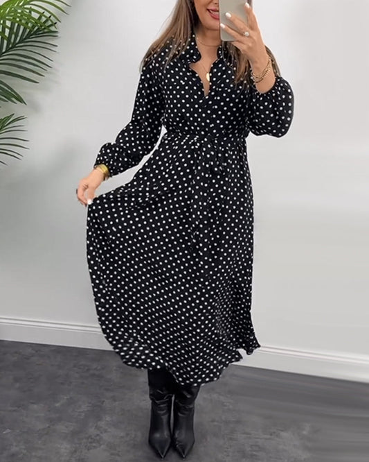 Tina | Polka Dot A-Line Midi Dress