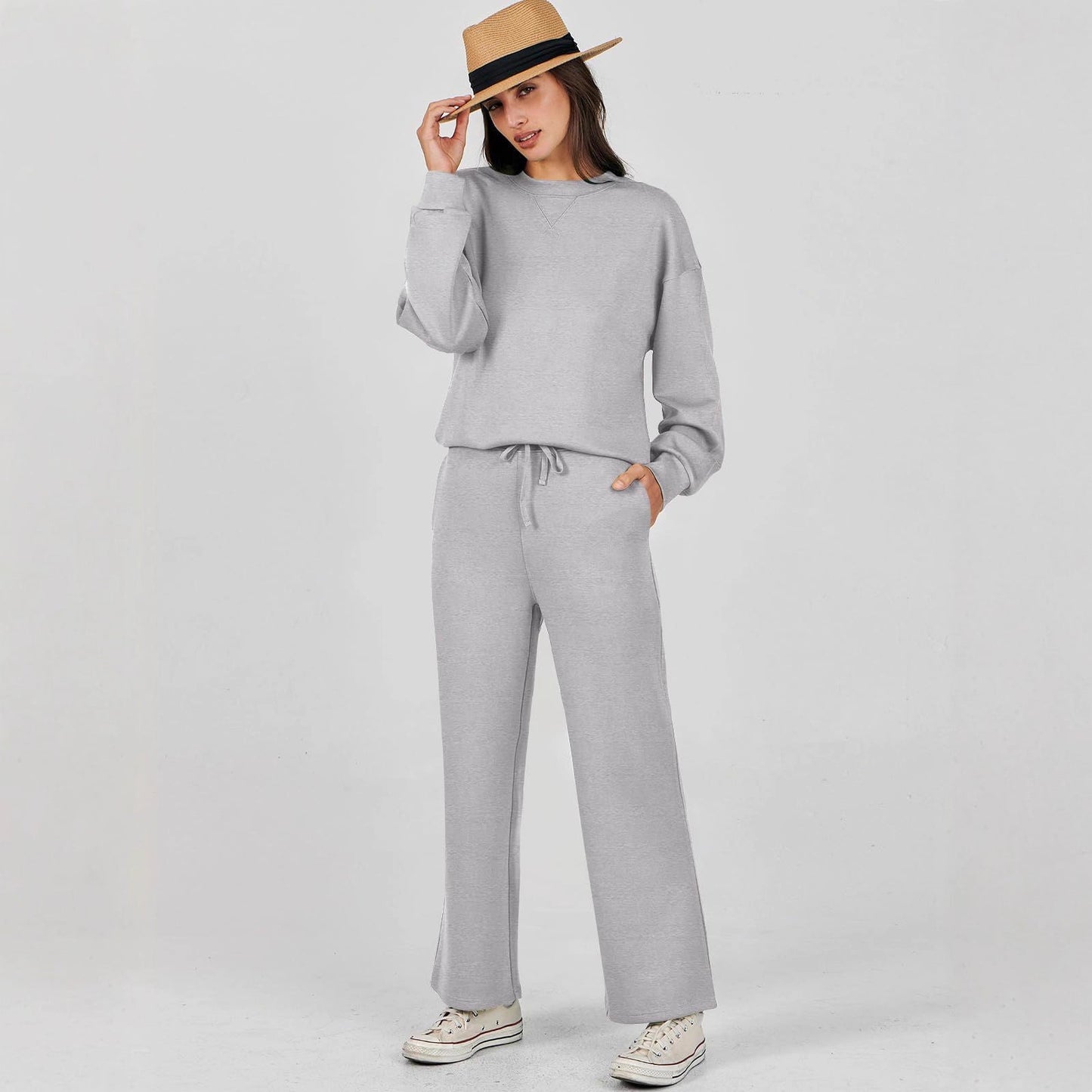 Ensemble Loungewear Confortable pour Femmes avec Pull et Pantalon Large