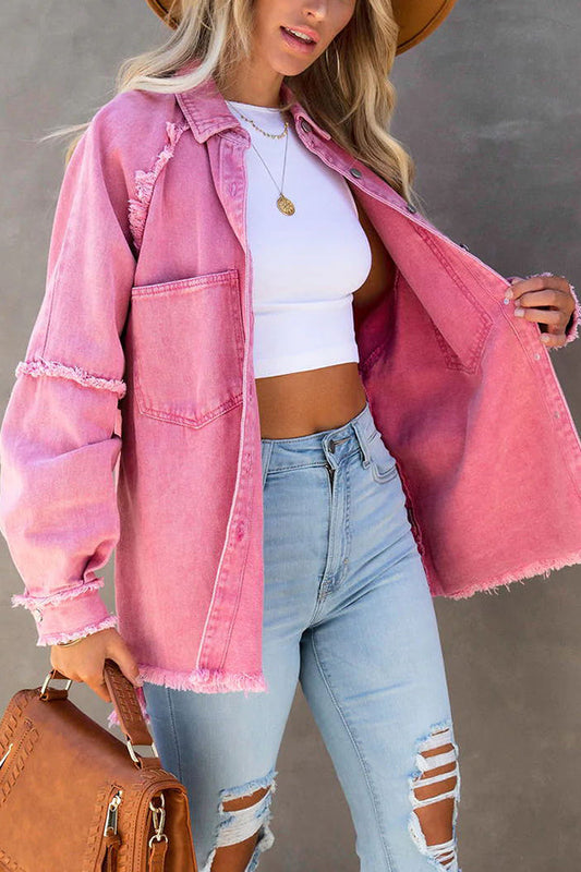 Trendy Oversized Corduroy Dames Jacket met Rafels