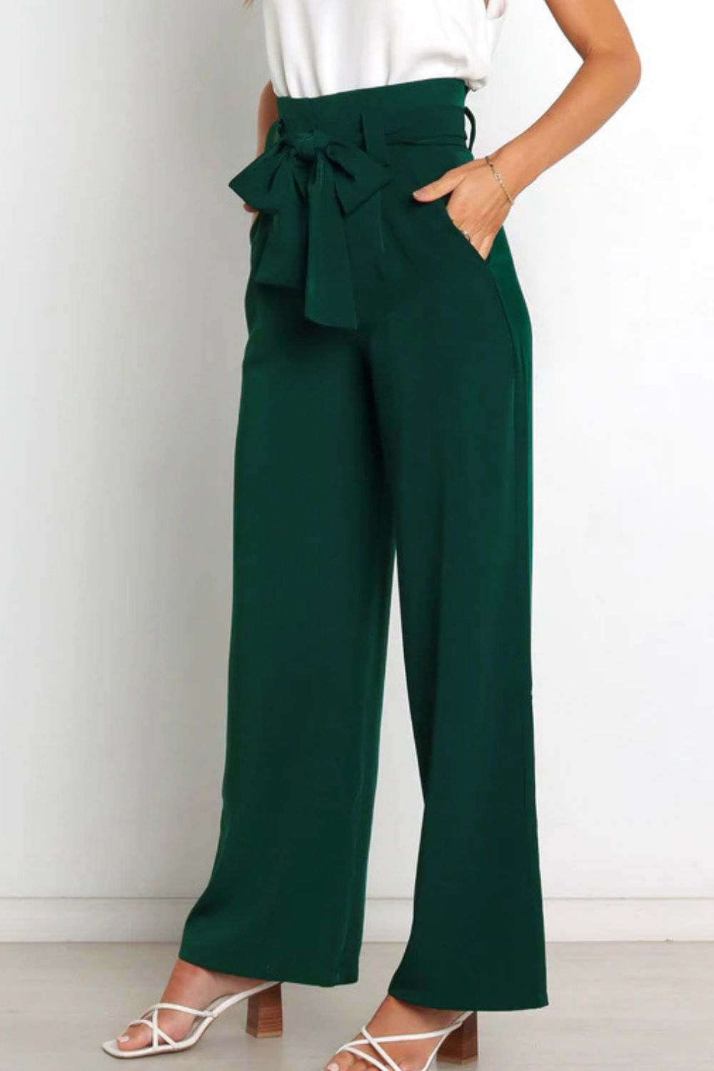 Fenna | High Waist Paperbag Pants with Bow Detail