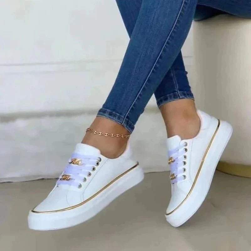 Women's Sneakers with Platform Sole and Gold Chain