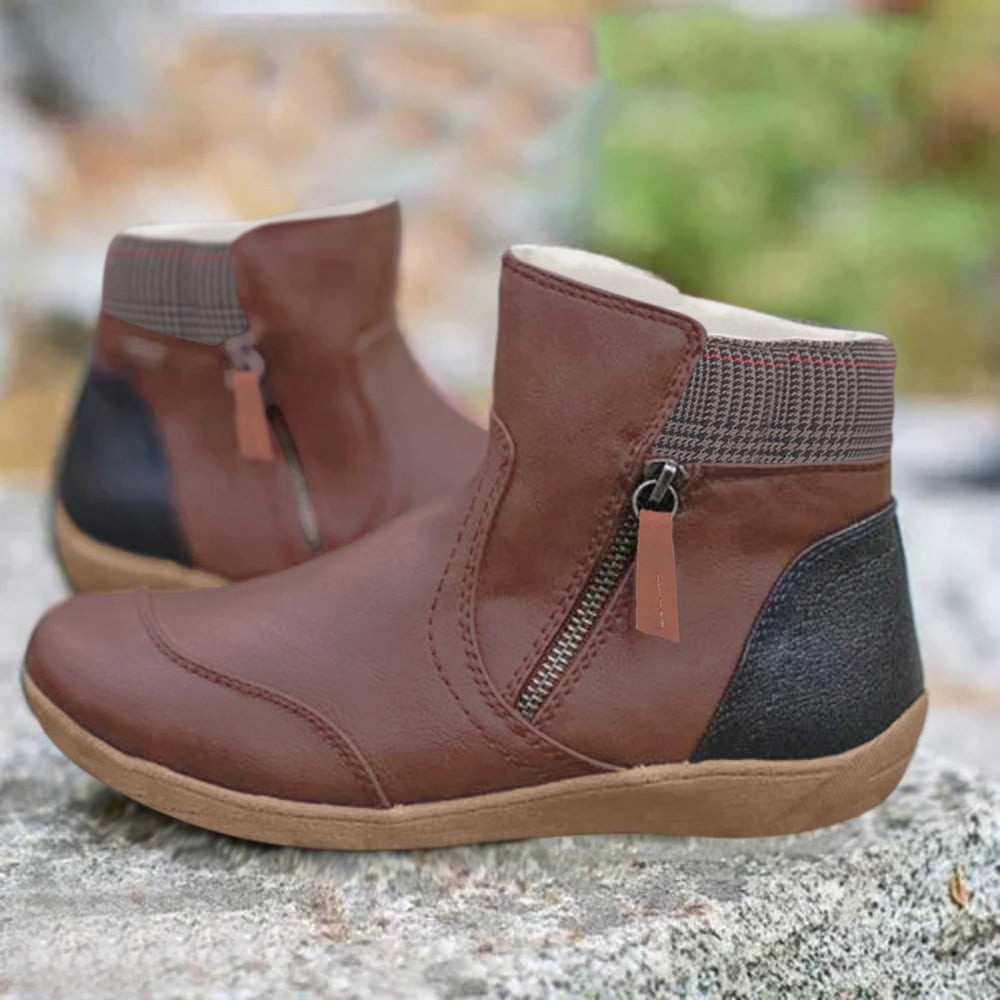 Dames Enkellaarsjes – Comfortabel Instapmodel met Zijrits Bruin / 36 - AIDA LENA