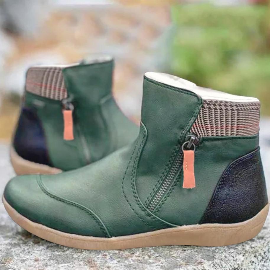 Dames Enkellaarsjes – Comfortabel Instapmodel met Zijrits Groen / 36 - AIDA LENA