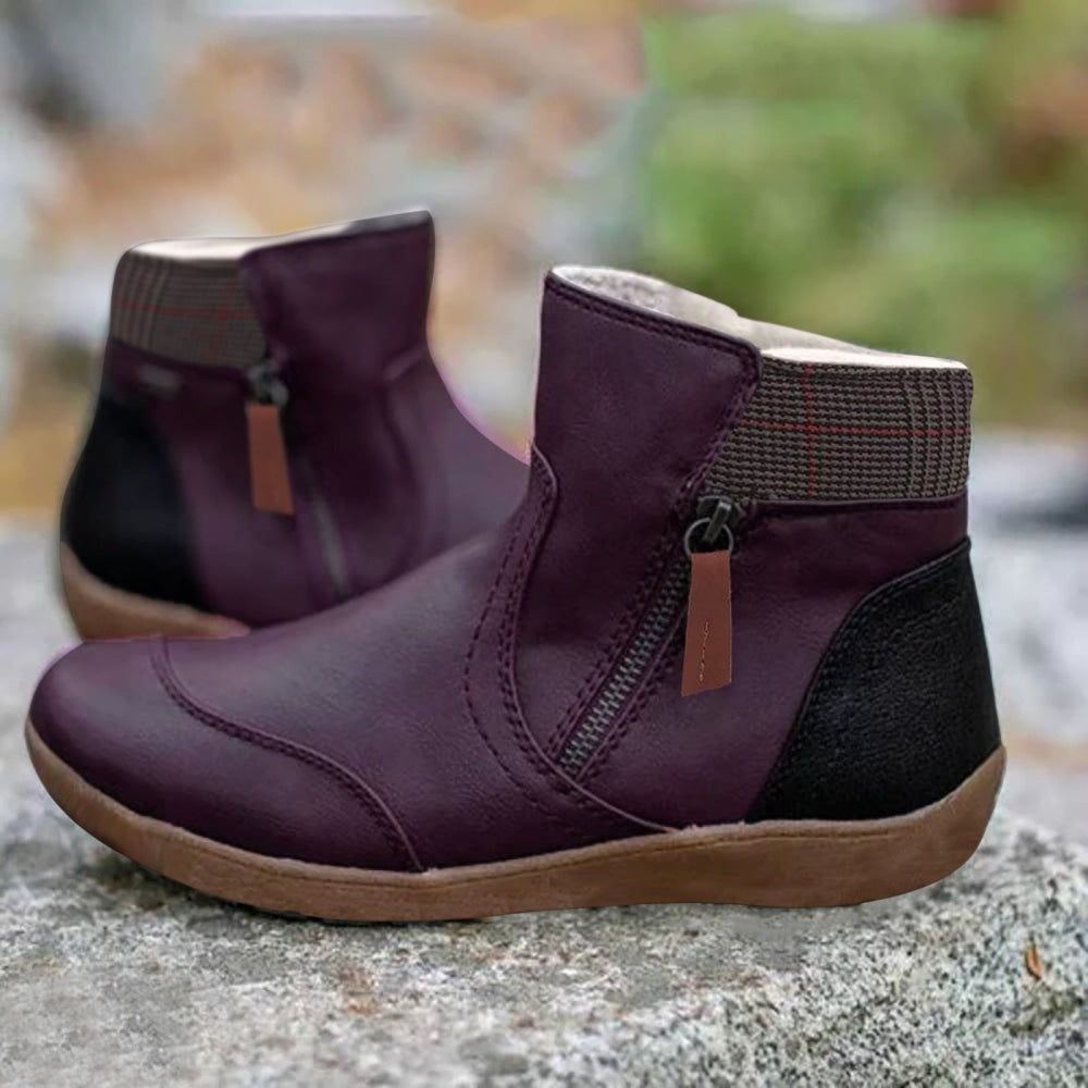 Dames Enkellaarsjes – Comfortabel Instapmodel met Zijrits Lila / 36 - AIDA LENA
