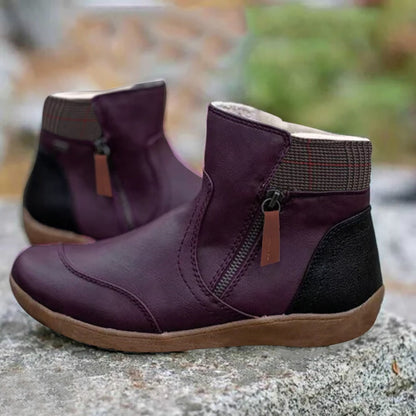 Dames Enkellaarsjes – Comfortabel Instapmodel met Zijrits Lila / 36 - AIDA LENA