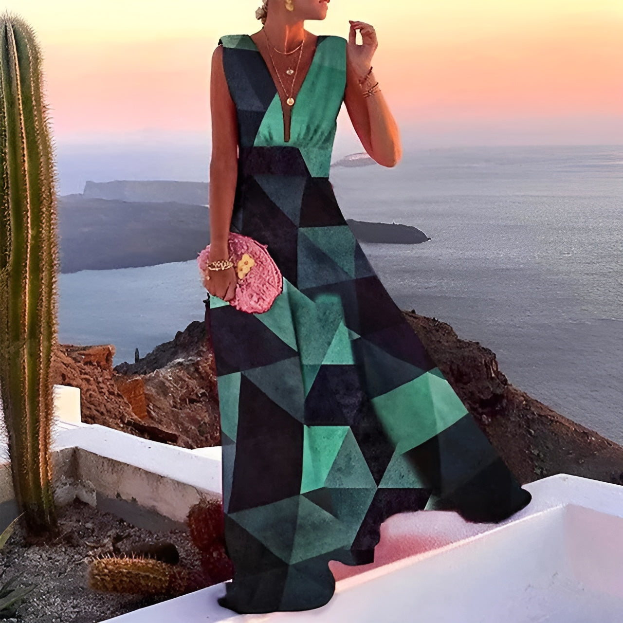 Luxe Dames Galajurk Maxi met V-hals en Mouwloos