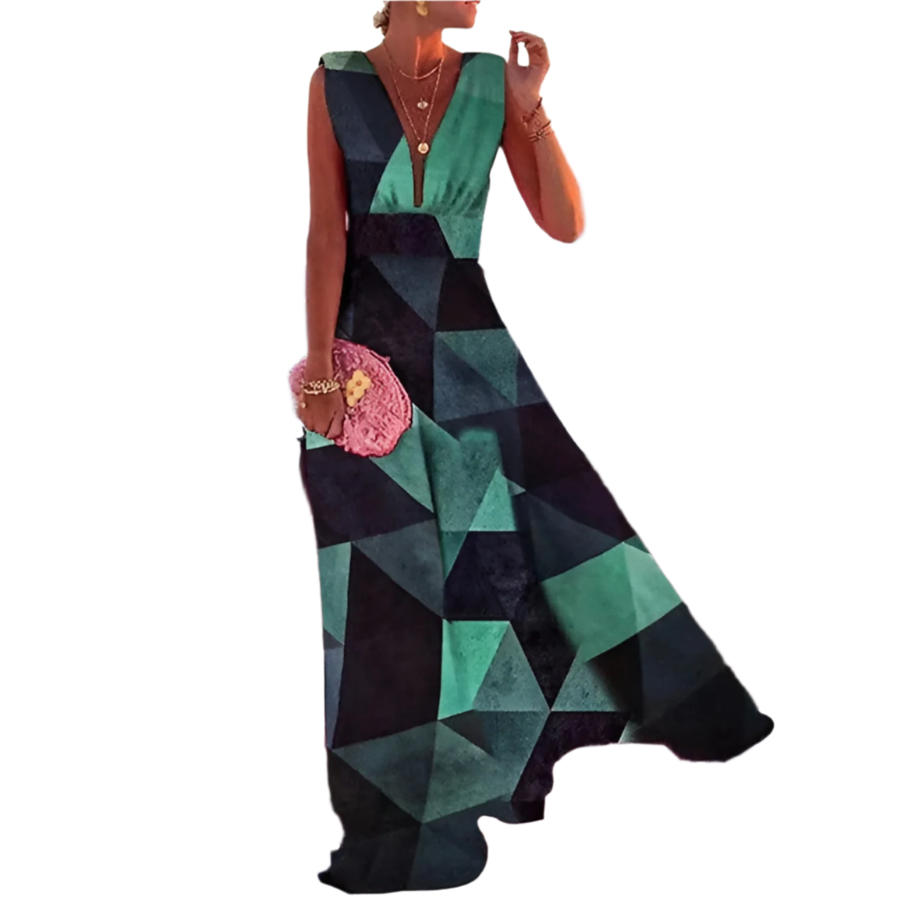 Luxe Dames Galajurk Maxi met V-hals en Mouwloos