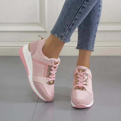 Dames Sleehak Lichtgewichte Sneakers met Vetersluiting