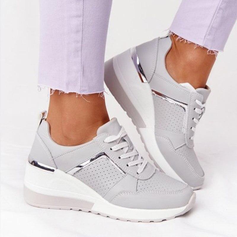 Dames Sleehak Lichtgewichte Sneakers met Vetersluiting