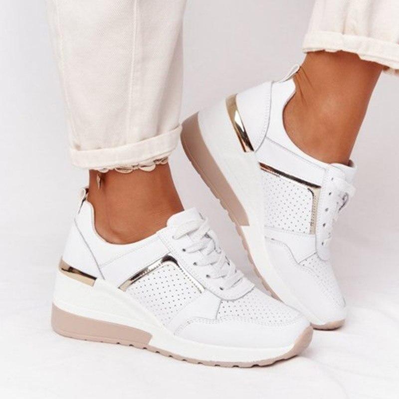 Dames Sleehak Lichtgewichte Sneakers met Vetersluiting