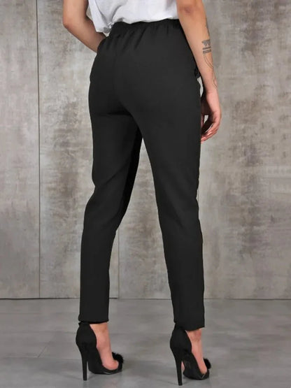 Elegante Hoge Taille Dames Pantalon met Ceintuur