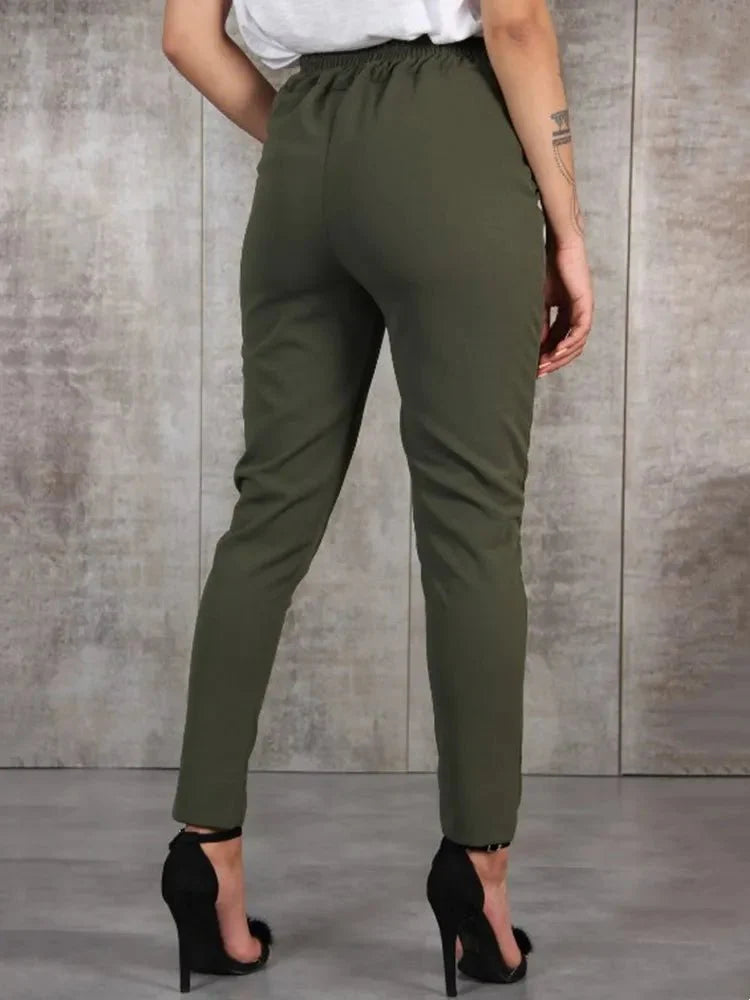 Elegante Hoge Taille Dames Pantalon met Ceintuur