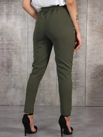 Elegante Hoge Taille Dames Pantalon met Ceintuur
