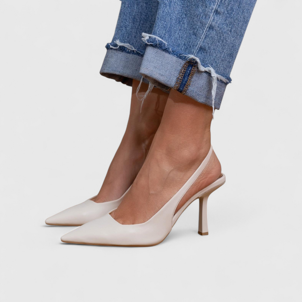 Spitse Suède Dames Slingback Pumps met Hak en Gepolsterd Voetbed