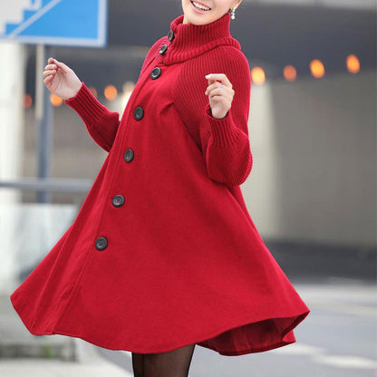 Elegant Warm Long Women's Coat with Turtleneck