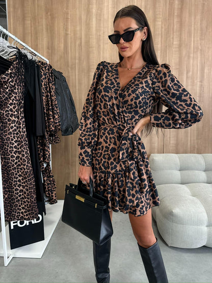 Party Mini Dress With Wrap Design And Long Sleeves