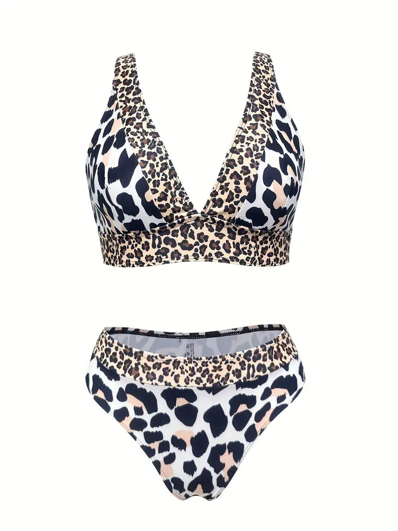 Fayyaza | Leopard Print High-Waisted Bikini Set