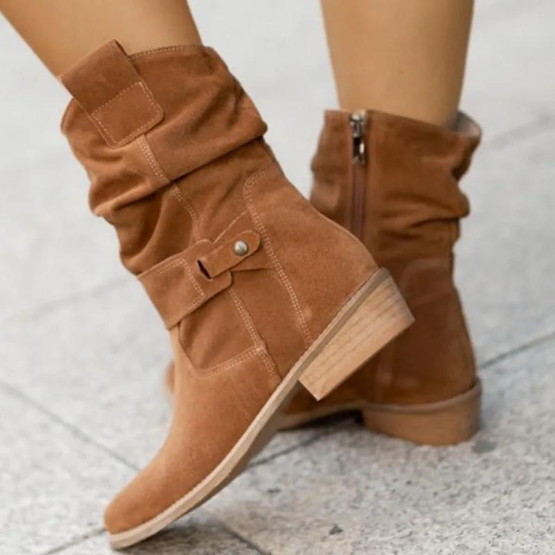 Trendy Comfortabele Dames Cowboy Enkellaarzen met Lage Hak