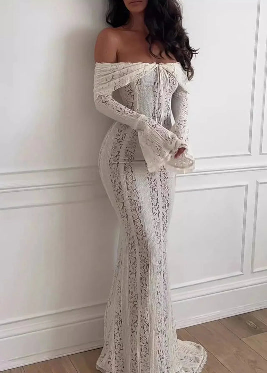 Jayda | Luxe Kant Maxi-jurk met Off-Shoulder Design