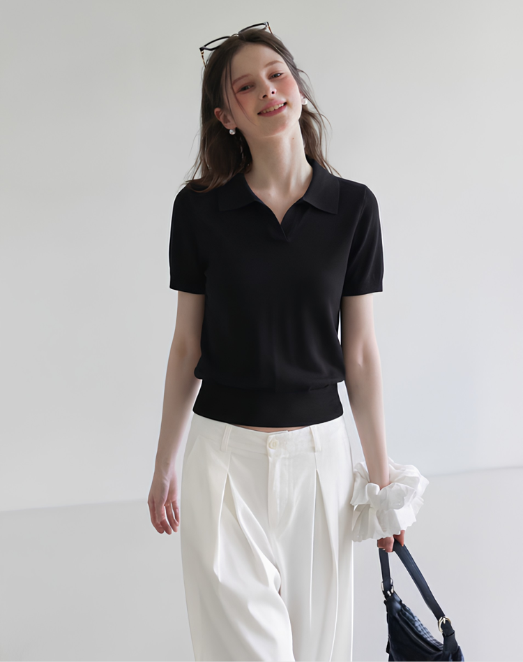 Stylish Comfortable Women's Polo With Short Sleeves