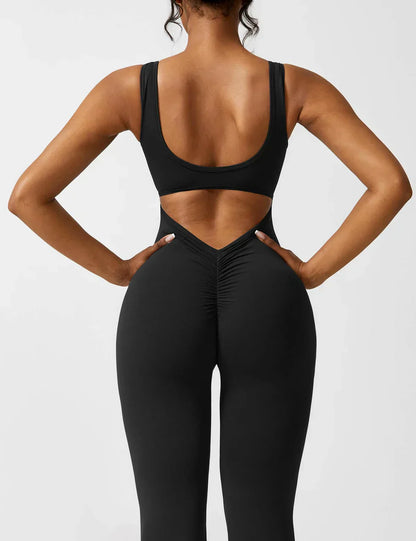 Cath | Sculpting Flare Jumpsuit met Open Rug