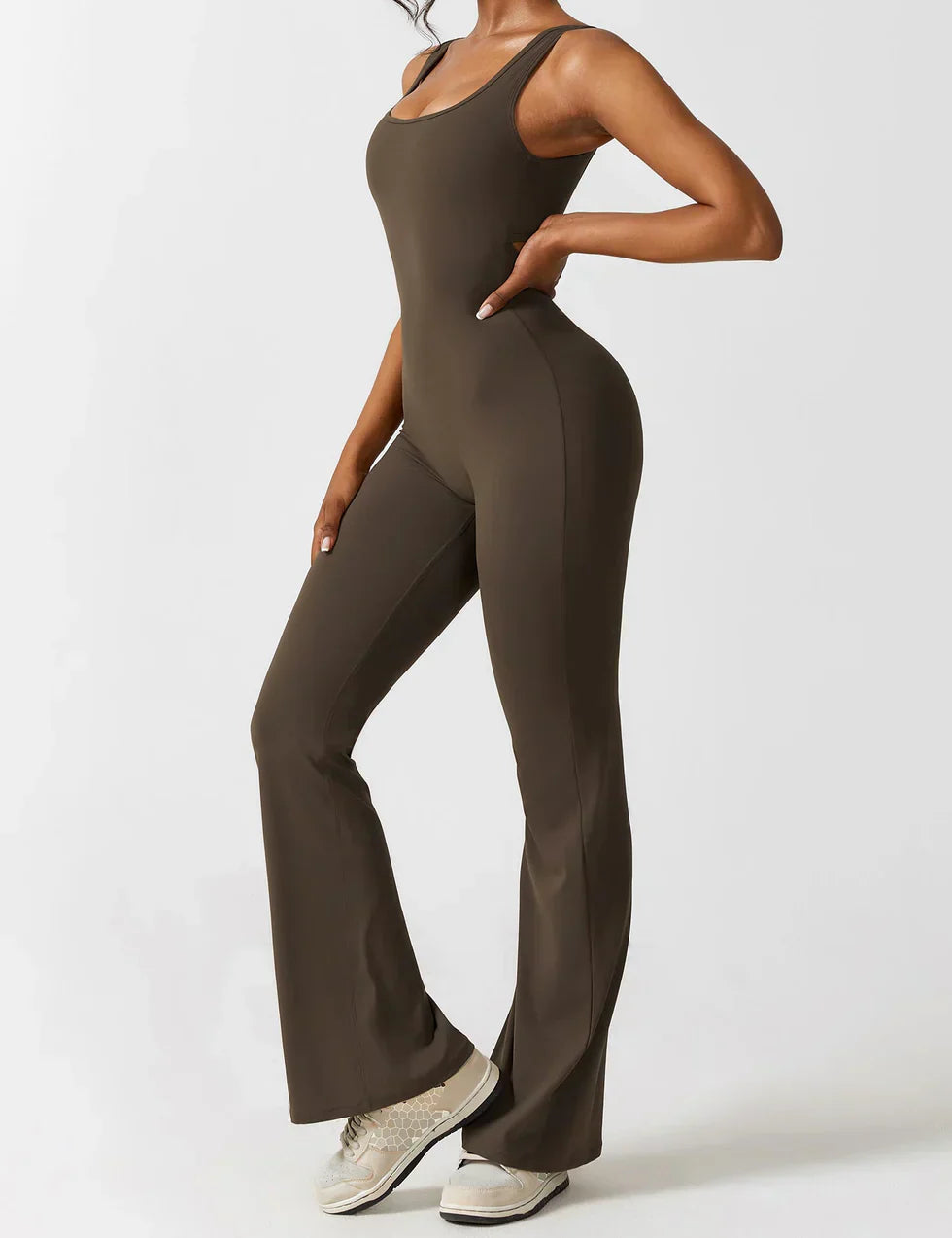Cath | Sculpting Flare Jumpsuit with Open Back