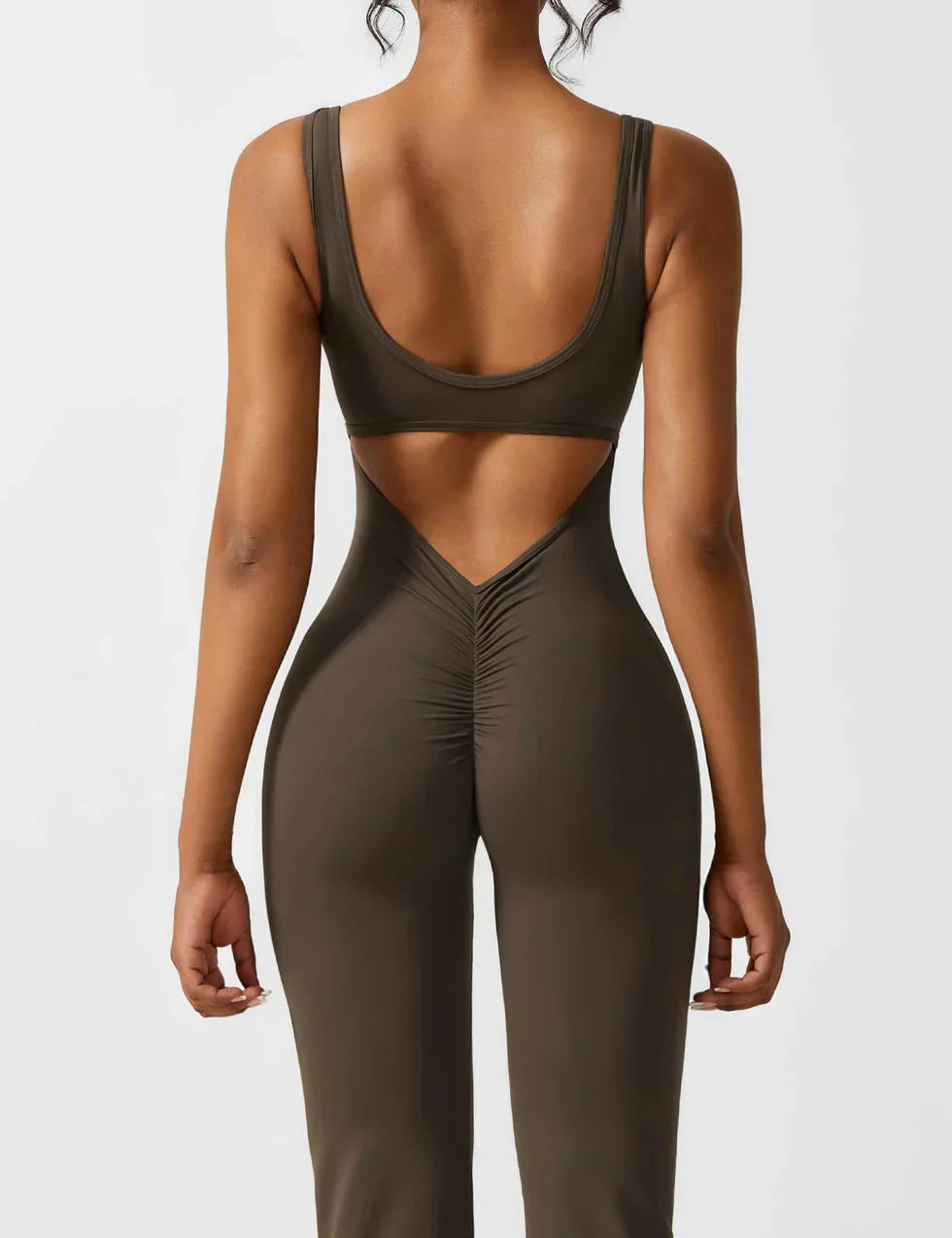 Cath | Sculpting Flare Jumpsuit met Open Rug