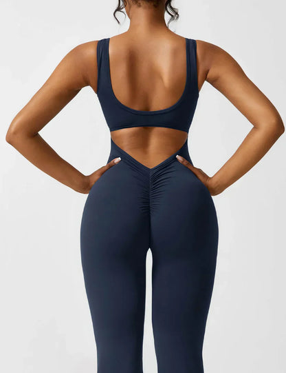 Cath | Sculpting Flare Jumpsuit met Open Rug