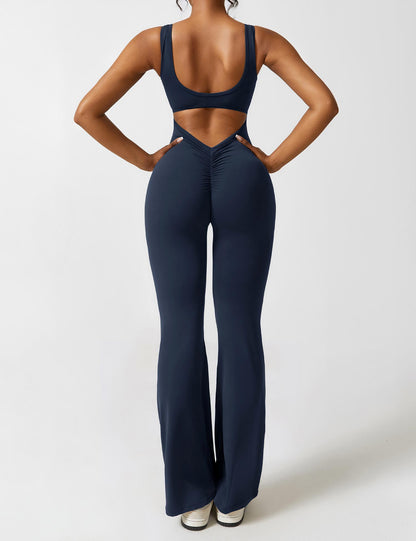 Cath | Sculpting Flare Jumpsuit met Open Rug