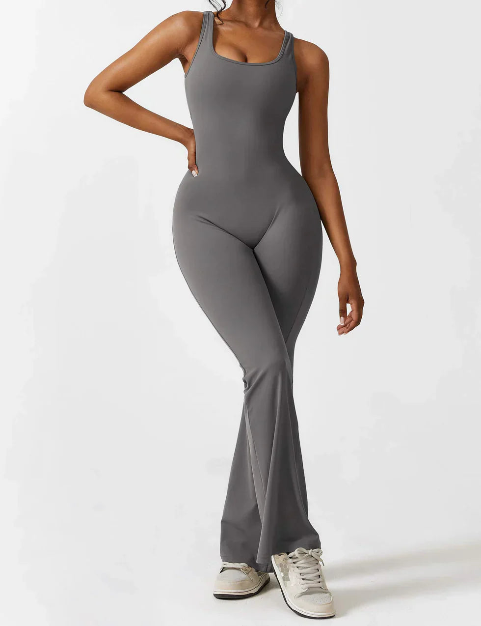 Cath | Sculpting Flare Jumpsuit with Open Back