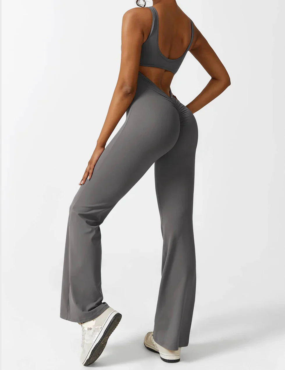 Cath | Sculpting Flare Jumpsuit with Open Back