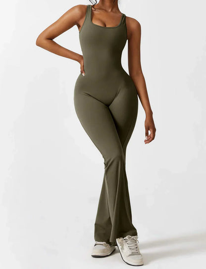 Cath | Sculpting Flare Jumpsuit met Open Rug