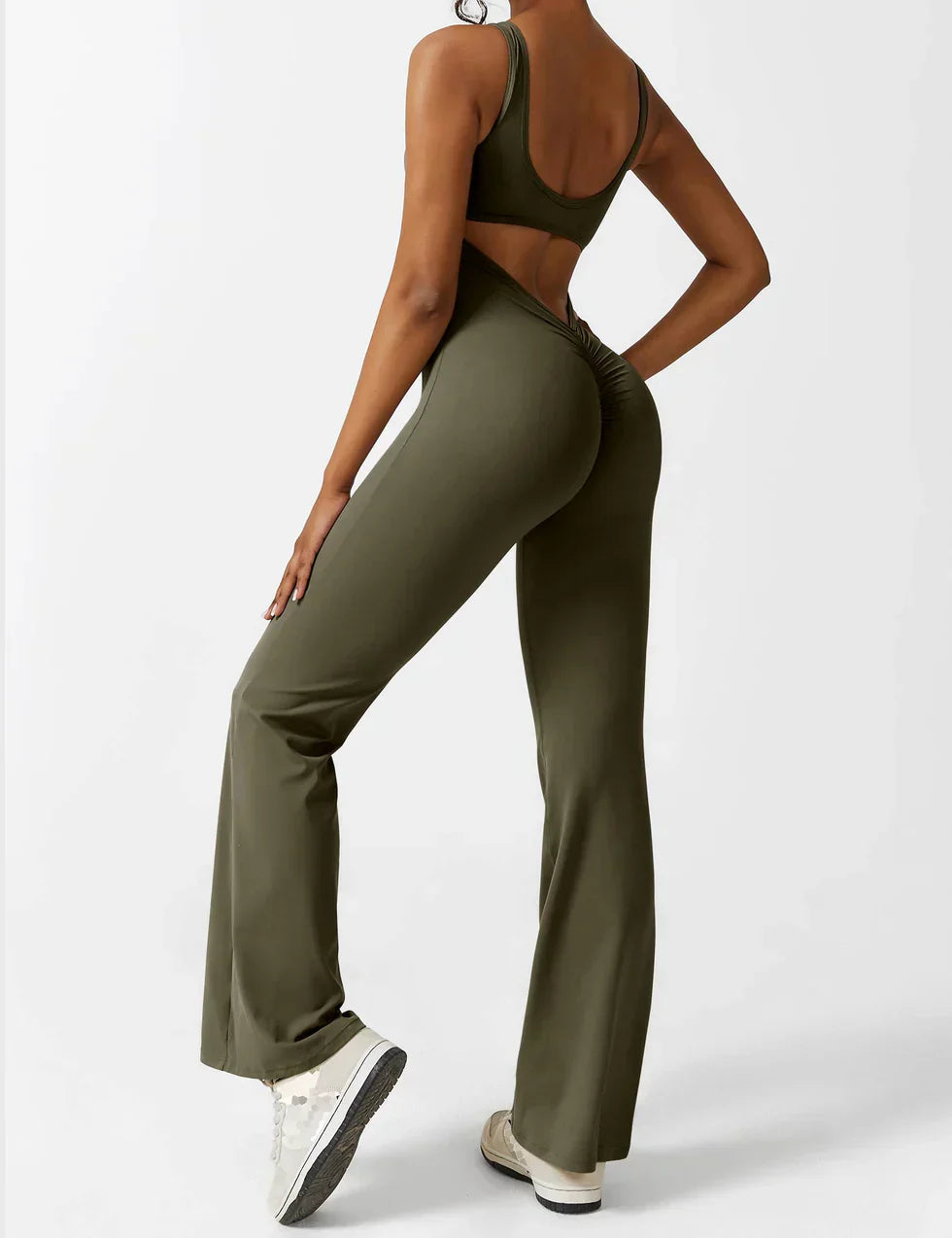 Cath | Sculpting Flare Jumpsuit met Open Rug