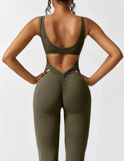 Cath | Sculpting Flare Jumpsuit met Open Rug
