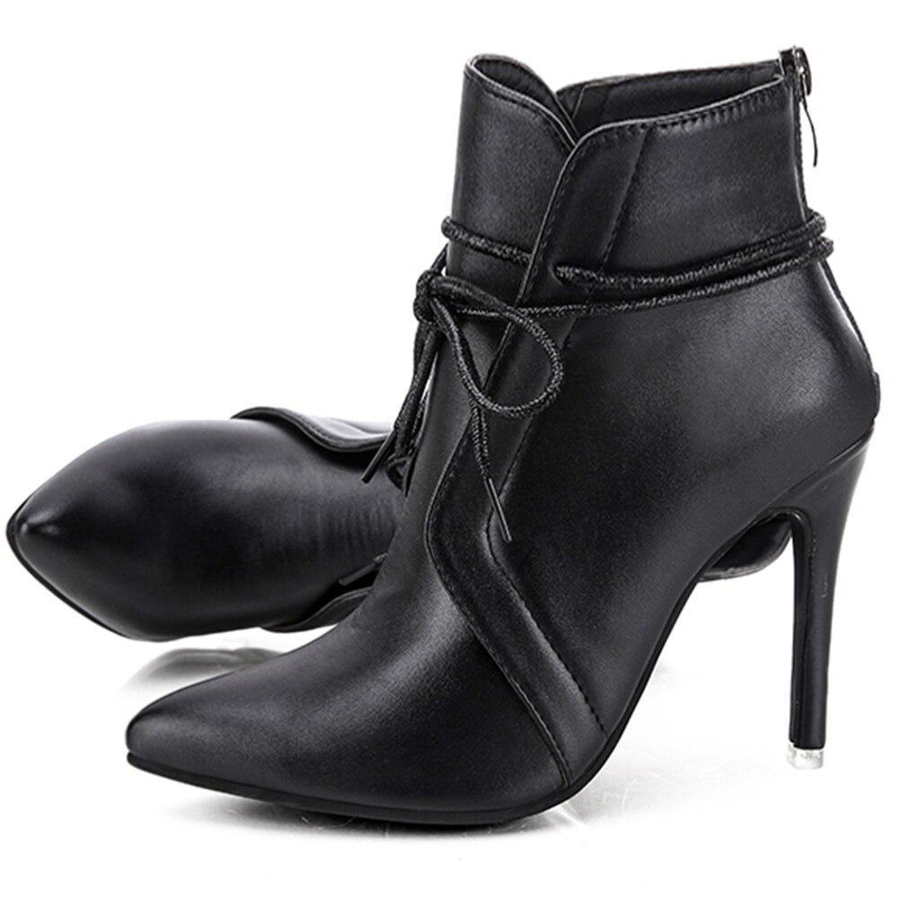 Bottine Talon Aiguille et Bout Pointu en Simili Cuir pour Femme - Emilia Lane