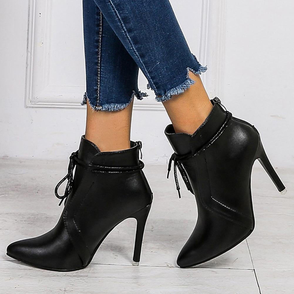 Bottine Talon Aiguille et Bout Pointu en Simili Cuir pour Femme - Emilia Lane