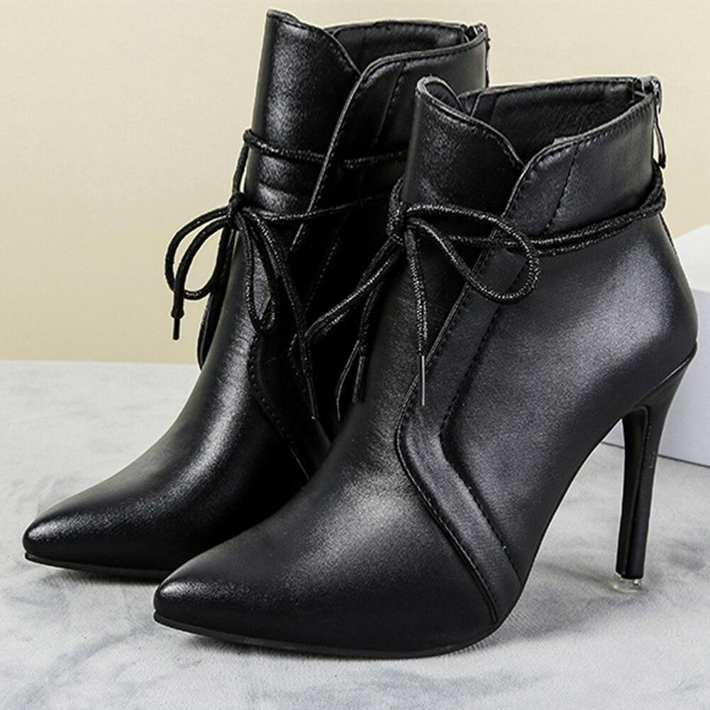 Bottine Talon Aiguille et Bout Pointu en Simili Cuir pour Femme - Emilia Lane