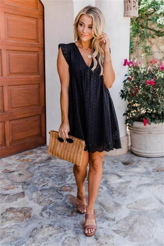 Cecilie | Zomerse Broderie Mini Jurk