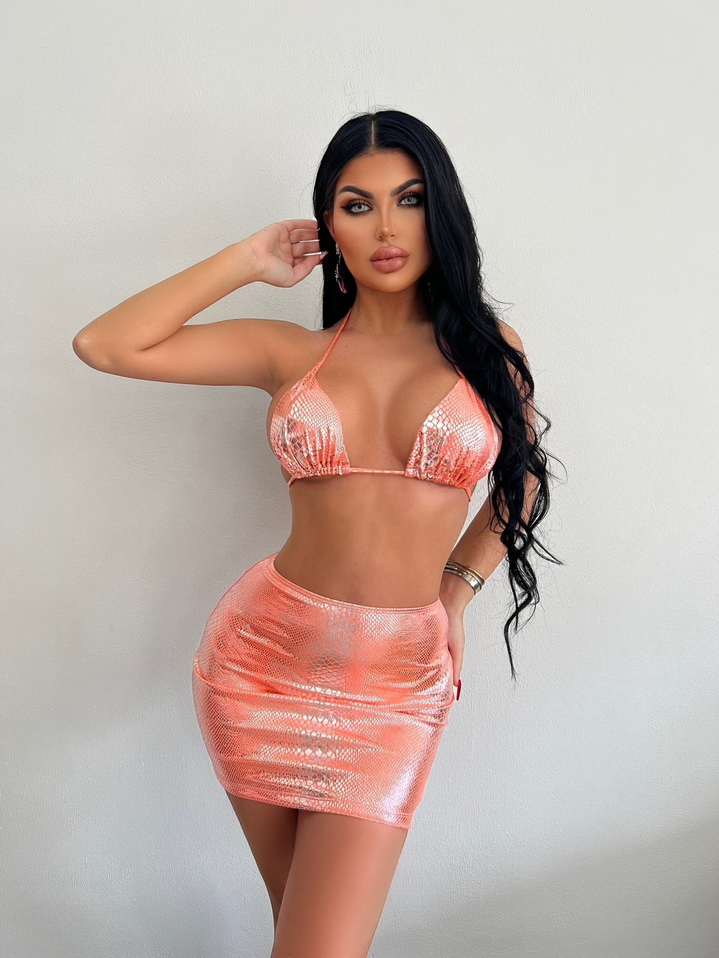 Dorine | Sexy Metallic Two-Piece Set