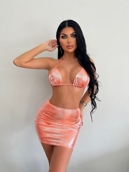 Dorine | Sexy Metallic Two-Piece Set