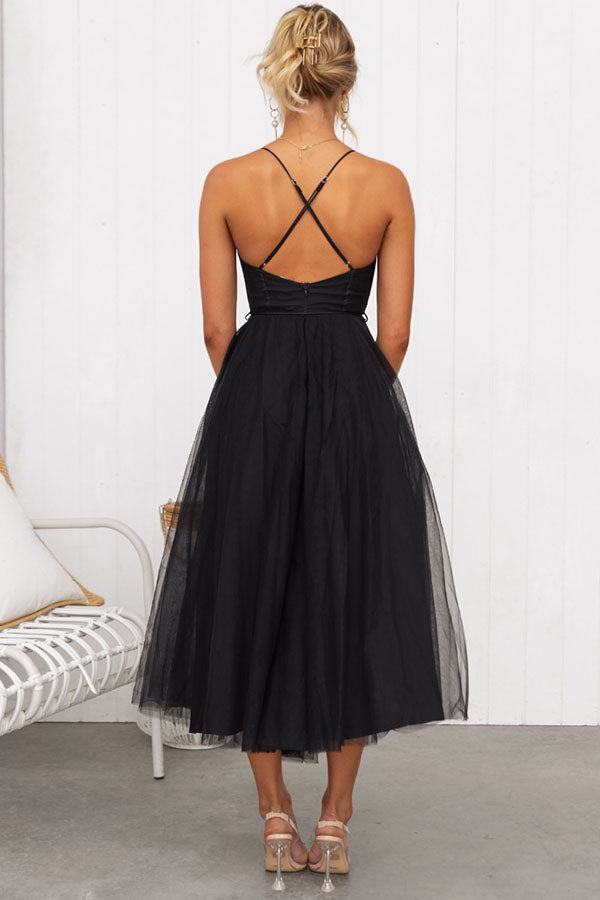 Moxi| Tulle Corset Dress with Spaghetti Straps