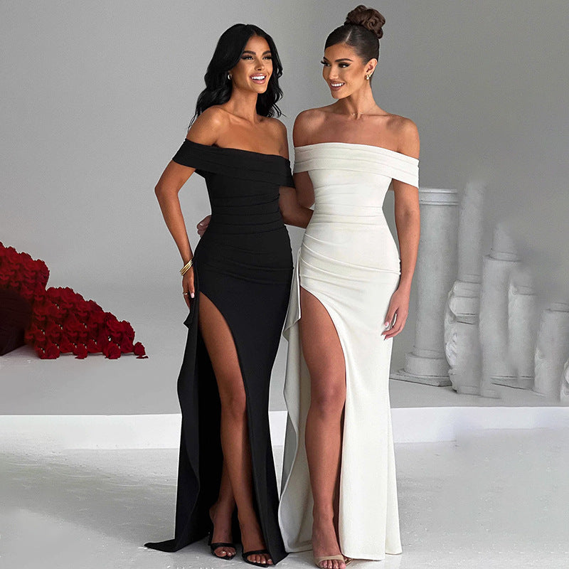 Genny | Galajurken Off-Shoulder Slit Maxi Dress