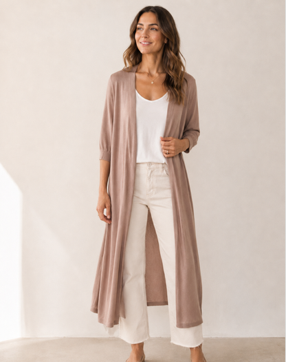 Lange Zachte Dames Cardigan met Open Voorkant