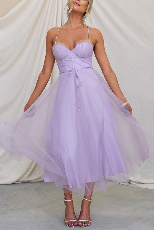 Moxi| Tulle Corset Dress with Spaghetti Straps