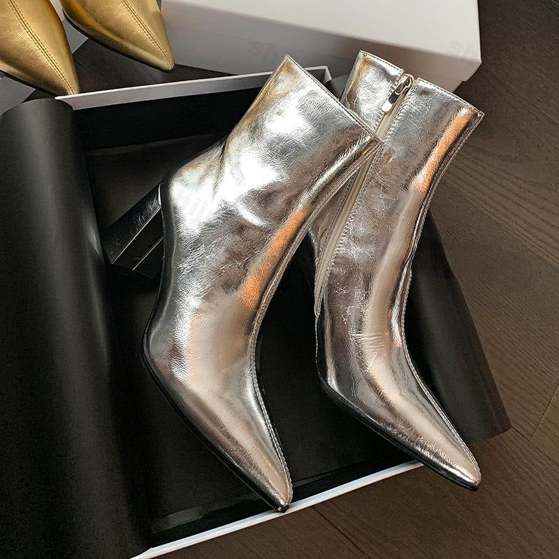 Sky | Zilveren Metallic Enkellaarsjes