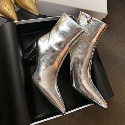 Sky | Zilveren Metallic Enkellaarsjes