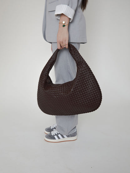 Taniyah | Woven Coffee Leather Handbag
