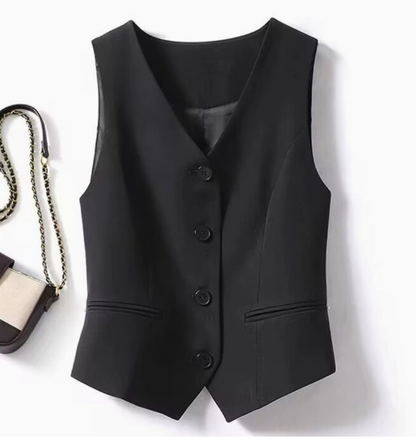 Gilet Élégant pour Femme avec Fermeture à Boutons et Col en V